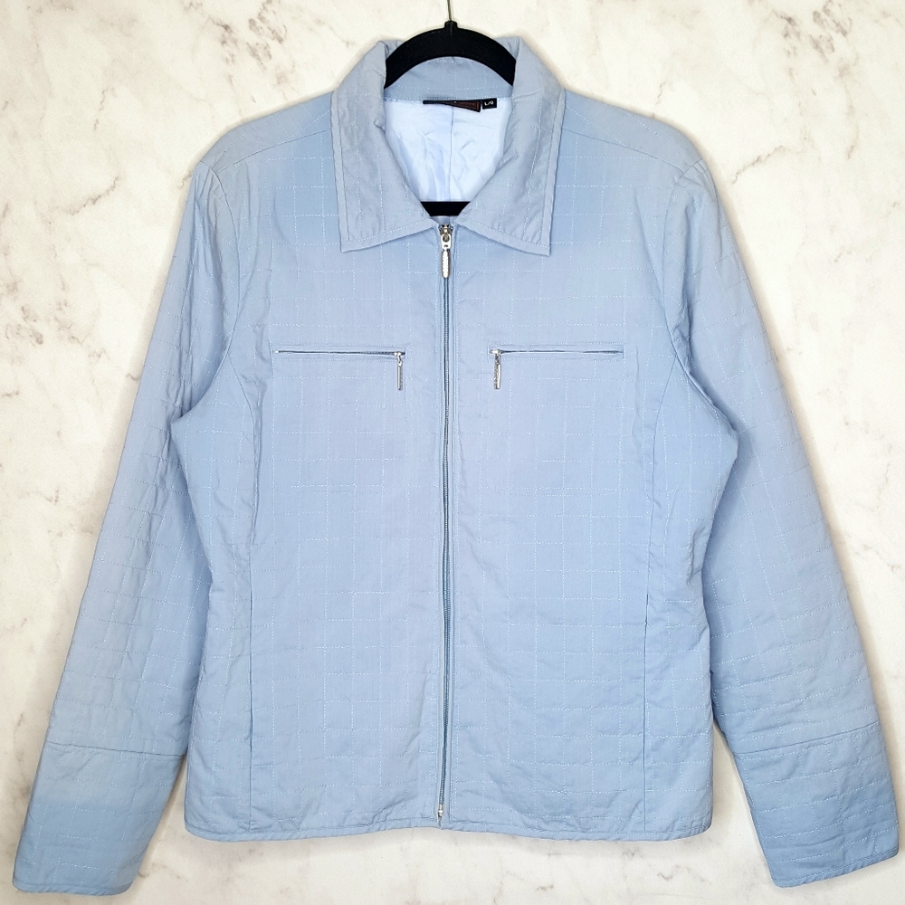 Orly Sport Full Zip Jacket Quilted Light Blue Coat